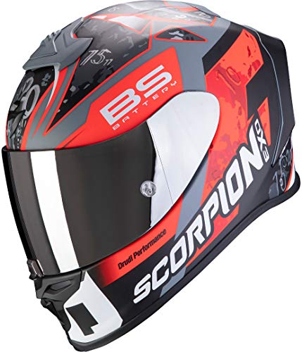 Scorpion NC Casco per Moto, Hombre, Negro/Rojo, Medium