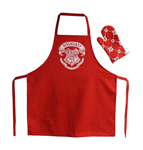 SD toys Delantal Cocina Hogwarts Logo Apron and Oven Glove In Plastic Box Harry Potter Official Merchandising Referencia DD Textiles del hogar Unisex Adulto, Multicolor (Multicolor), única