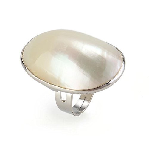 SODIAL(R) Anillo Ajustable Anillo de Dedo de Perlas ovales Decoracion Mujer 32-36mm