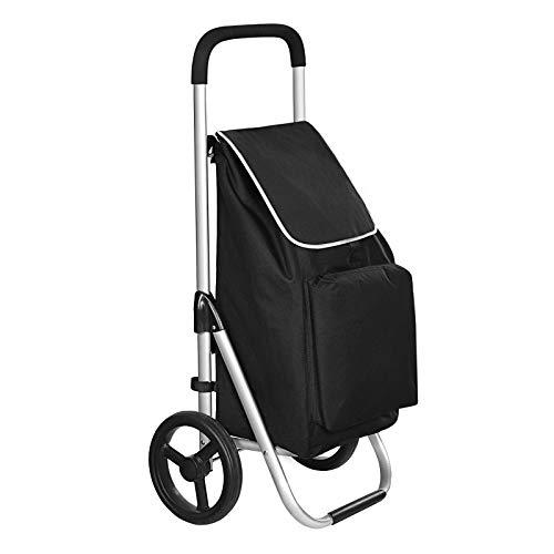 SONGMICS Carrito de Compra Plegable con Ruedas, Carro de la Compra Ligero con Compartimiento de Refrigeración, Gran Capacidad de 40 L, Negro KST04BK