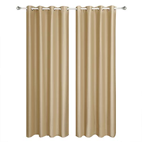 SONGMICS Cortinas 2 Piezas Blackout Curtain Opaca con Ojales 145 x 245 cm Color Champán LRB245E-2