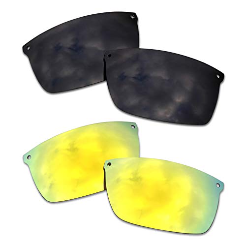 SOODASE Para Oakley Carbon Blade Gafas de sol Negro/Dorado 2 Pares Lentes de repuesto polarizadas