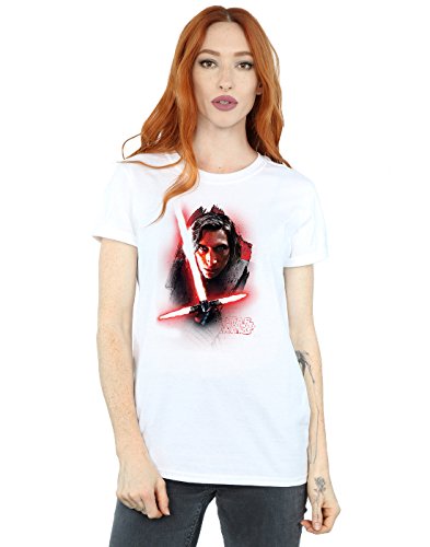 Star Wars mujer The Last Jedi Kylo Ren Brushed Camiseta Del Novio Fit X-Large Blanco