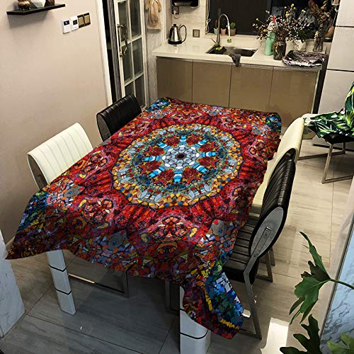 Stillshine. Mantel Bohemia Mandala, Moderno Rectangular Poliéster para Cocina, Antiincrustante Impermeable Resistente al Aceite, Mesa Centro Mesa Comedor Mesa Comedor Banquetes (A13,100x140 cm)