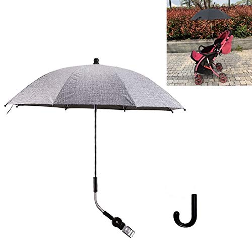 Sunshine20 Paraguas Cochecito Universal Stroller Paraguas Deslizante bebé artefacto Vinilo Anti-UV Universal Clip y Lluvia Doble Uso múltiple función 82 x 74 cm (Color : Gray)