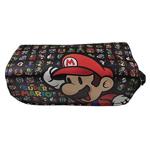 Super Mario Estuches Lona Chicas Niños Caja de lápices Papelería Grande Bolsa Cierre de Cremallera Accesorios Escolares Caja de la Pluma (Color : Black01, Size : 21 X 7 X 10.5cm)