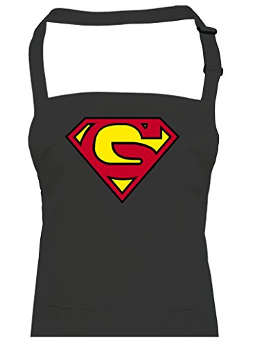 supergran- Supergrandad Super Hero grandma-grandad inspirado en la película unisex delantal de cocina, negro, Talla única