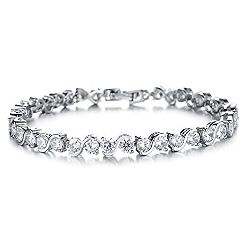 Superior Joyería de moda AAA+0,58 ct.Swarovski Elements CZ Crystal Tennis Pulsera para mujer 7.25 pulgadas de longitud