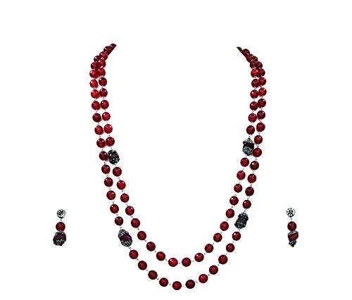 SURYAGEMS Mujer Cuenta Mixed Red CZ-Onyx-Agate.