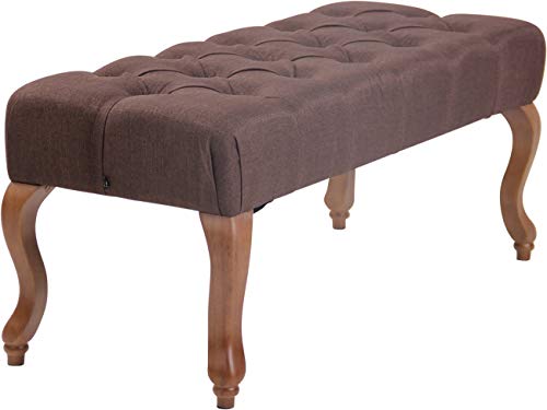 Taburete Pie De Cama Brest En Tela I Banco De Recibidor Tapizado En Estilo Chesterfield I Banco con Base De Madera Clara I Color:, Color:marrón, Tamaño:100 cm