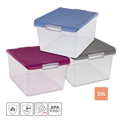 TATAY Lote 3 Cajas Multiusos 35 Litros Medidas 48 x 38 x 26 cm Color (Tricolor)