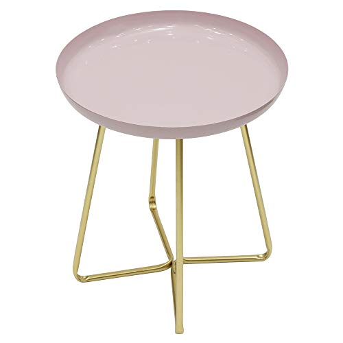 THE HOME DECO FACTORY CMHD6409 Mesa Auxiliar Rosa D.40 CM, Metal, 35 x 35 x 45 cm