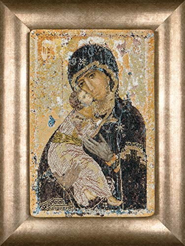 Thea Gouverneur - Kit de Punto de Cruz Contado - 531A - Hilos DMC Preseleccionados - Madre de Dios de Vladimir Icon - Aida - 22cm x 34cm - Kit de Bricolaje