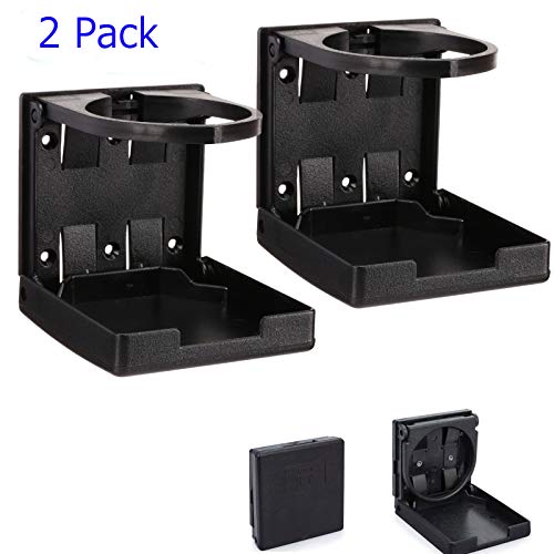 Thlevel Pack de 2 recipientes Plegables Ajustables universales para Bebidas Coche Truck Boat Van Home Plastic 99mm, Negro