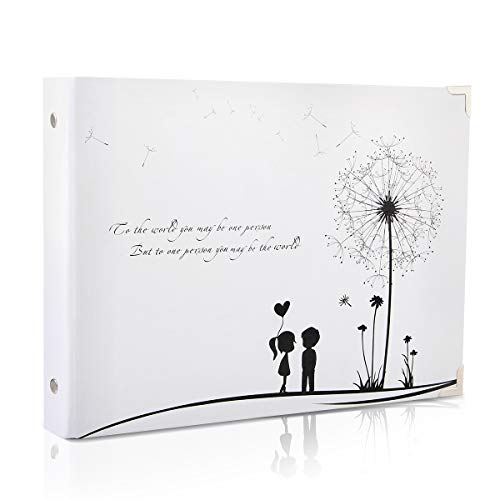 ThxMadam Scrapbook Álbum de Fotos Libro de Visitas de Boda con 50 Páginas Negras Presentes para Regalo de Valentín Día de Aniversario Navidad Cumpleaños para Esposa Hija Madre, Diente de león B