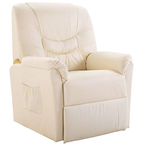 Tidyard Sillón reclinable de Cuero sintético Crema