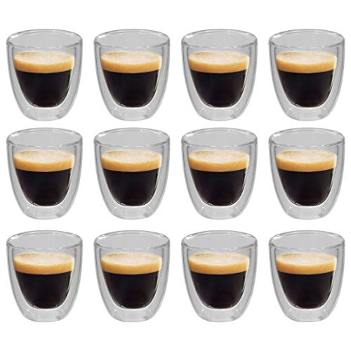 Tidyard Vasos de Cristal térmico Doble Pared para café 12 uds 80 ml