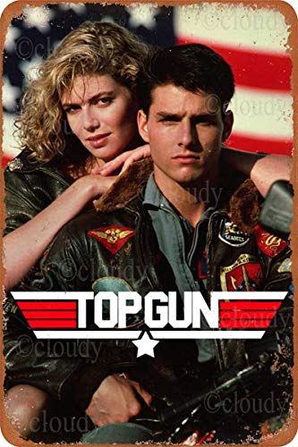 Top Gun - Placa de metal para pared, diseño retro, para decoración de oficina, jardín, sala de estar, 20 x 30 cm