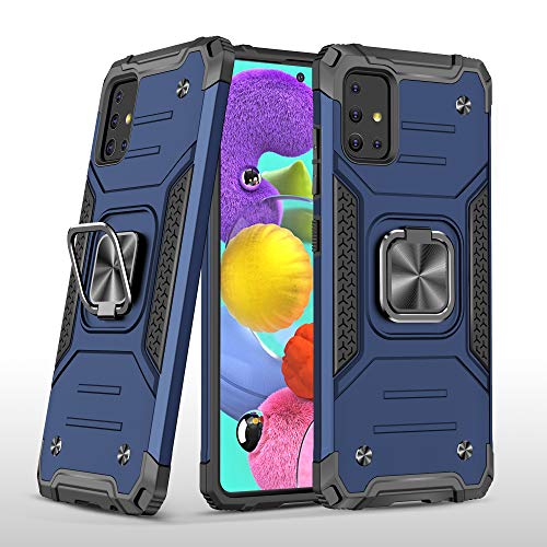 TOPOFU Funda para Samsung Galaxy A32 5G Funda, 360° Anillo iman Soporte, Silicona Case Anti-Arañazos Shock-Absorción Mezcla Doble Capa Armadura Original Proteccion Cover (Azul)