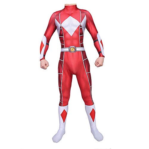 TOYSSKYR Power Rangers Cosplay Traje Medias Del Cuerpo De Halloween Espectáculo De Disfraces Accesorios (Color : Red, Size : L)