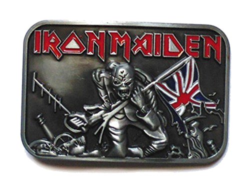 TransMusic Iron Maiden hebilla de cinturón y clip de cinturón de metal con Superbe, diseño de The Trooper