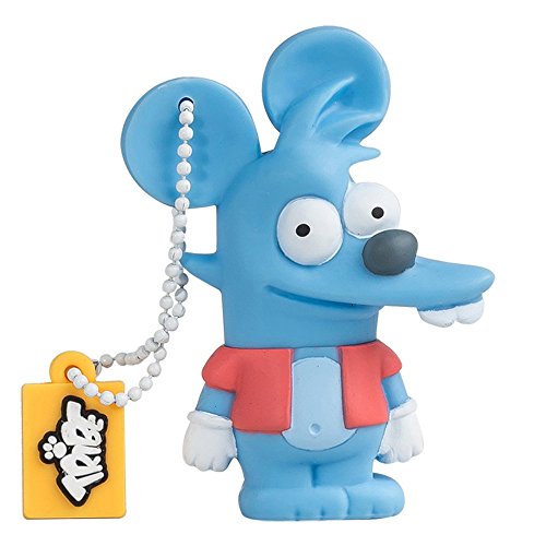 Tribe Los Simpsons Itchy - Memoria USB 2.0 de 8 GB Pendrive Flash Drive de Goma con Llavero, Color Azul