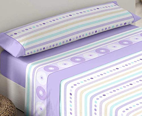 Trovador. Juego de sábanas. Cama 150x200x30 . Modelo Cloe. Color Malva. Composición 50% Algodón - 50% Poliéster. 3 Piezas.