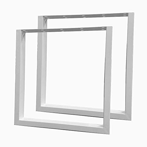 UISEBRT 2x Juego de Patas de Mesa de Metal 60x72cm Patas de Muebles en Merfil de Acero Rectangular (Blanco)