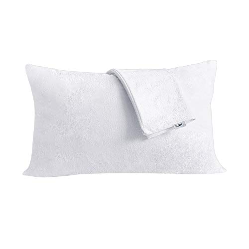 UMI. Essentials Fundas de Almohada Impermeable Transpirable, Juego de 2 Hipoalergénica Pillow Protectores de Almohada Blanco - 48x74cm