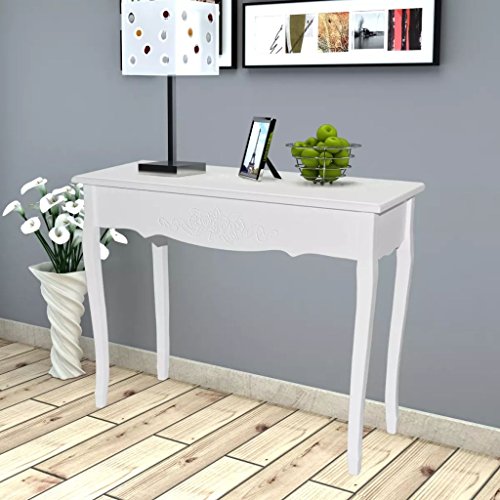 UnfadeMemory Mesa Consola Recibidor de Entrada,Tocador,Mesa Alta Cocina,Mesa de Entrada,Mesa Auxiliar,Estilo Moderno,MDF y Madera de Pino,100x35x78cm Blanco