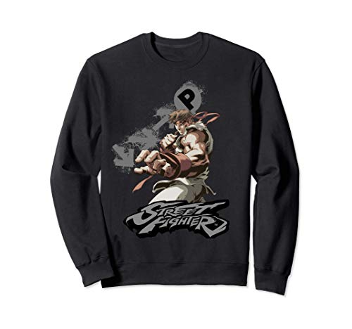 US Street Fighter Ryu Portrait Fireball 01 Black Sudadera