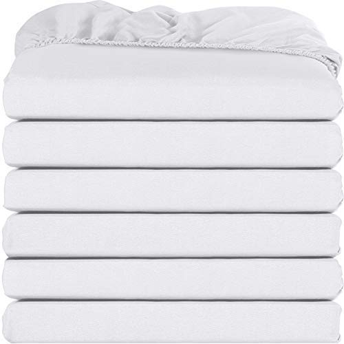 Utopia Bedding Sábanas Ajustables (Juego de 6) - Bolsillo Profundo - Microfibra Cepillada - (Blanco, 135 x 190 cm)