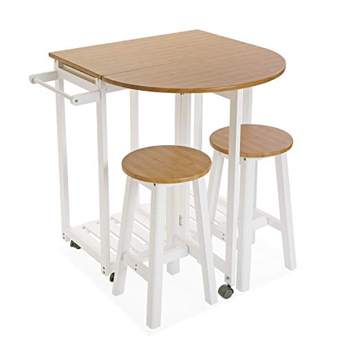Versa 21810006 Set de Mesa y Dos sillas para Cocina o Comedor en Madera en Color Blanco y Marrón, 84 x 39,5 x 86 cm