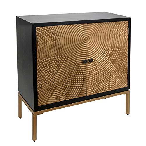 Vidal Regalos Mueble Consola Salon Madera Negro Dorado Diseño Etnico Oriental 82 cm