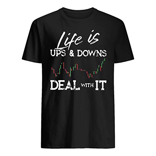 Vinsaco Life is Ups and Downs Deal with It Camiseta Negro Negro ( XL