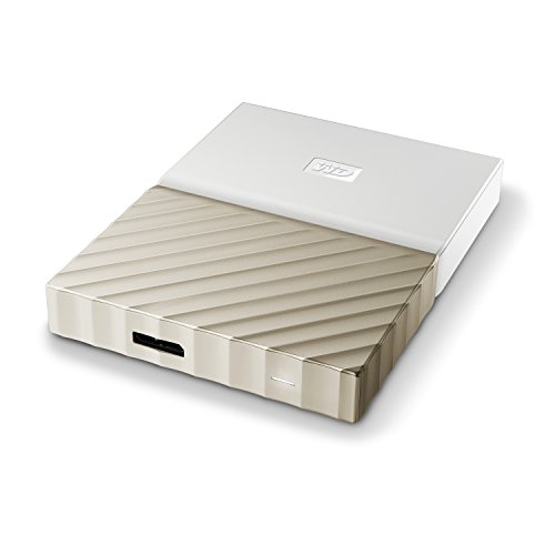 WD My Passport Ultra 2TB - Disco duro portátil y software de copia de seguridad automática para PC, Xbox One y PlayStation 4 - blanco / oro