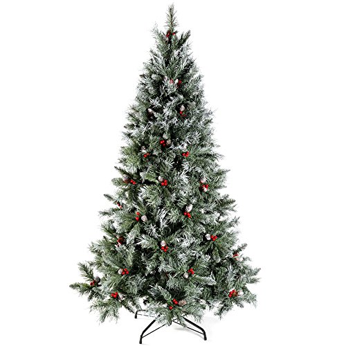 WeRChristmas - Árbol de Navidad Artificial con piñas y Bayas (2,1 m), diseño de pícea Azul escandinava