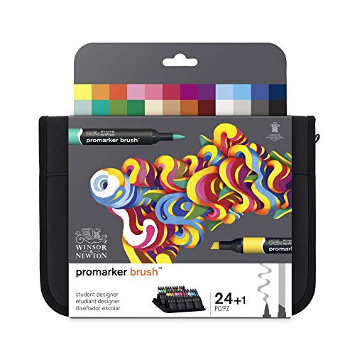 Winsor & Newton Brushmarker - Pack De 24 Rotuladores De Diseño, Diseño Escolar