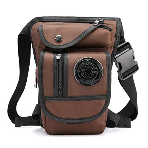 Xieben Nylon Táctica Bolsa De Pierna para Hombre Mujere Motocicleta Crossbody Hombro Bolso de Cintura Riñonera Fanny Pack Paquete Montar Viajes Senderismo Ciclismo Táctico Café