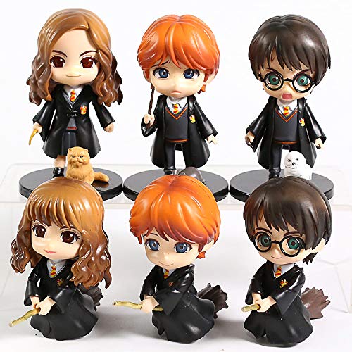 xingguang Anime Niños Regalo Hermione Granger Ron Weasley Draco Malfoy Severus Snape Luna Q Versión PVC Figuras Juguetes 5pcs/et (Color: 6pcs A)