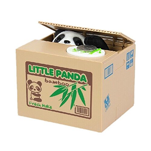 XLKJ Hucha Electrónica Caja Panda Hucha Panda Roba Monedas de Dinero para Niños