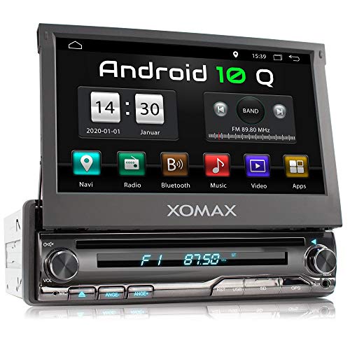 XOMAX XM-DA775 Radio de Coche con Android 10 I Quad Core, 2GB RAM, 32GB ROM I GPS I Soporte WiFi, 3G, 4G, Dab+, OBD2 I Bluetooth I 7" Pantalla Táctil I DVD, CD, USB, SD, RDS, AUXI 1 DIN