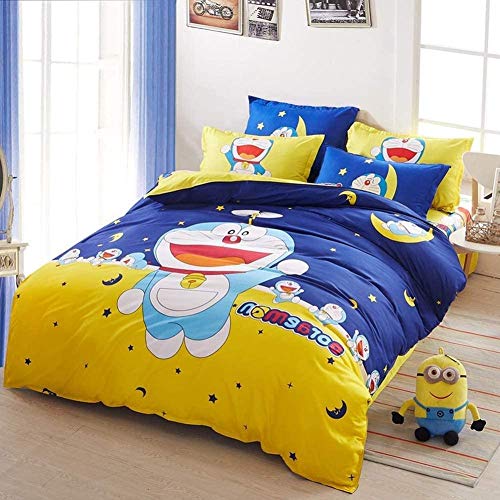 XZHYMJ Juegos de Cama para niños Ropa de Cama 150 x 200 cm Funda nórdica de Microfibra Estilo Moderno con Cierre de Cremallera Juego de 3 Piezas para niños Niñas Ropa Doraemon UNA_150 x 200 cm