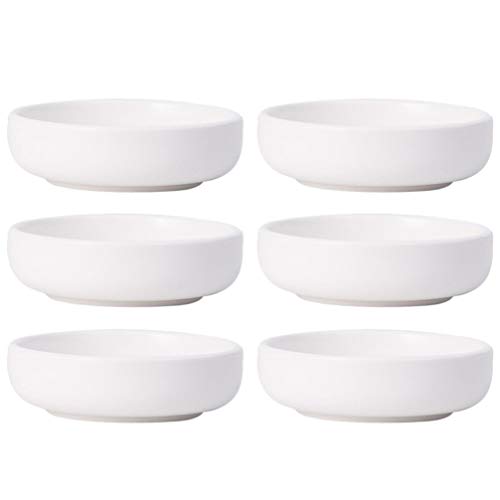 YARNOW 6 Unids Estilo Japonés Patrón de Un Color Diseño Elegante Platos de Salsa de Cerámica Mate Plato Platos de Condimentos Cuencos de Soja Blanco