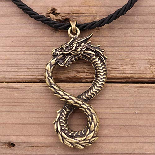 YioKpro Goth Infinity Ouroboros Collar de dragón nórdico Colgante gótico Accesorios Amuleto Vikingo runas joyería neclaces para Mujeres Hombres