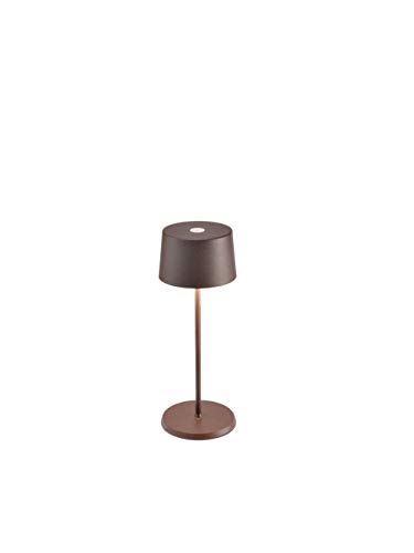 Zafferano - Olivia Mini Lámpara Led de Mesa Regulable, Protección IP65, Uso Interior/Exterior, Cargador Micro USB, H30cm, Enchufe UE, 2,2W - Corten