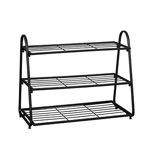 Zapatero Zapato simple de 3 capas Rack de zapatos de metal grueso Multifunción Multifunción Almacenamiento de almacenamiento de almacenamiento de espacio Saving Saving Shelf (oro negro plateado) Armar