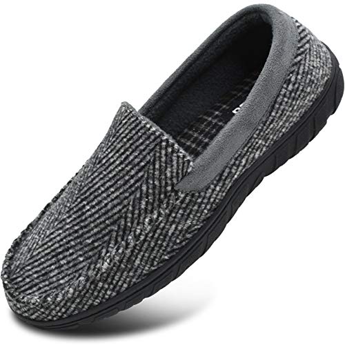 Zapatillas de mocasín de Espuma viscoelástica para Hombre Zapatos de casa sin Cordones con Suela de Goma para Interiores y Exteriores Gris Talla 41