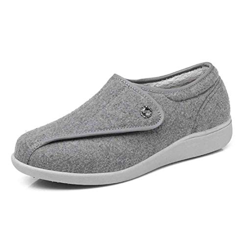 Zapatos Diabéticos Para Mujer, Zapatillas Hinchadas Más Cálidas Adicionales Confort Zapatos De Edema Anciano Zapato Ortopédico Ajustable Para UNISEX,Gris,39