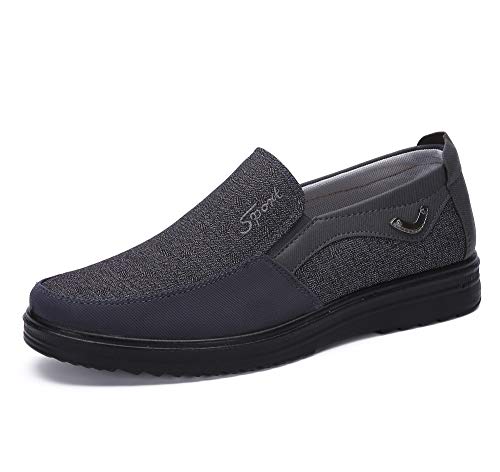 Zapatos Hombre Cuero Mocasines Casual Zapatillas Casa para Centavo Ponerse Conducción Formal Negocios Barco Cómodos Caminar(Gris,50 EU,30CM De talón a Dedo del pie